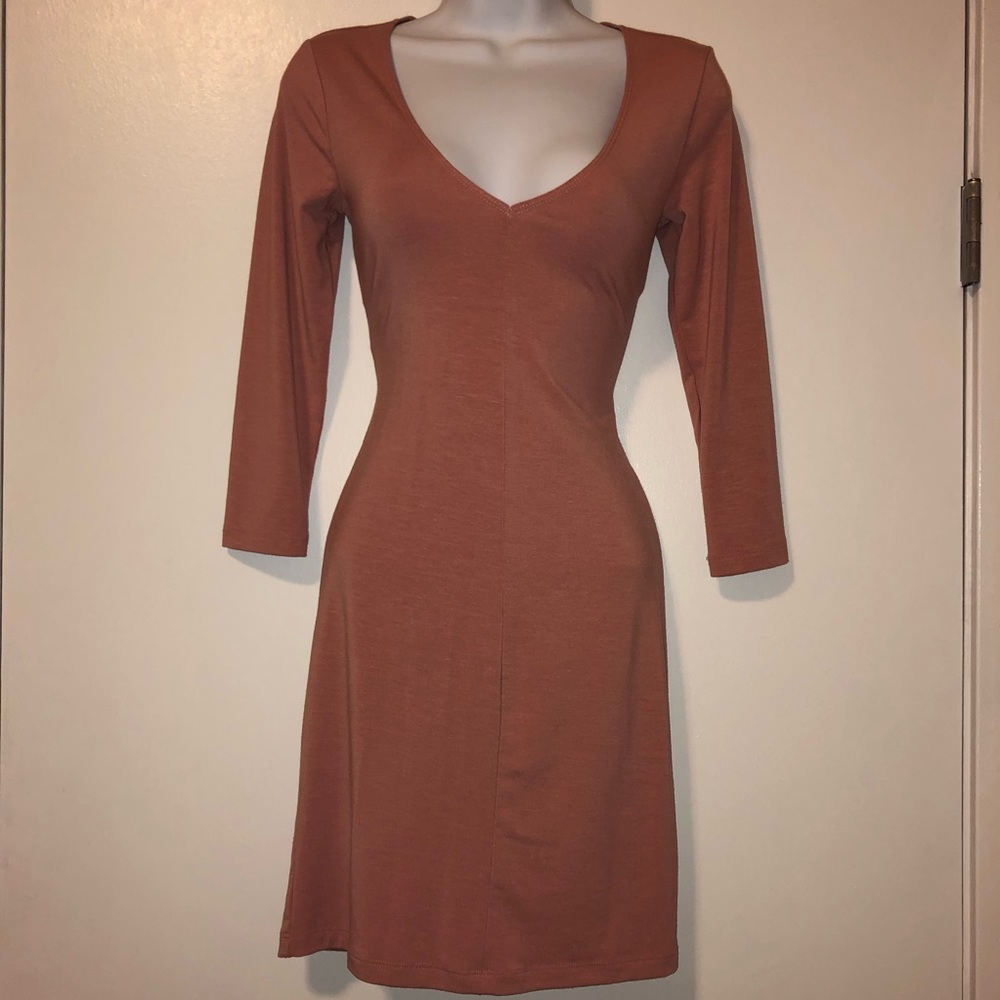 Deep V-Neck Body Con Dress